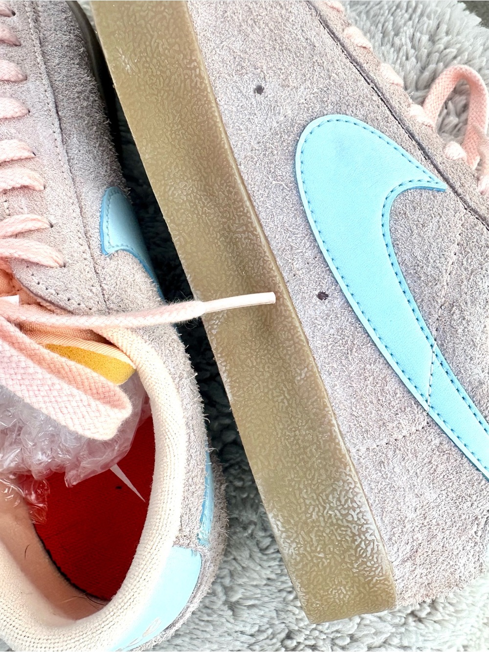 Nike Blazer Low Platform Suede Sneakers Peach & Blue Gum Sole Women’s 10 - Picture 14 of 15